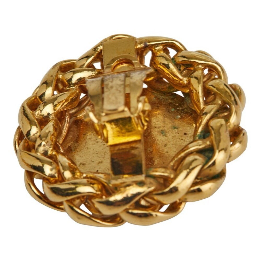 CHANEL Coco Mark Round Wheat and Rice Motif Earrings, Gold Plated, Women's - Picture 4 of 7